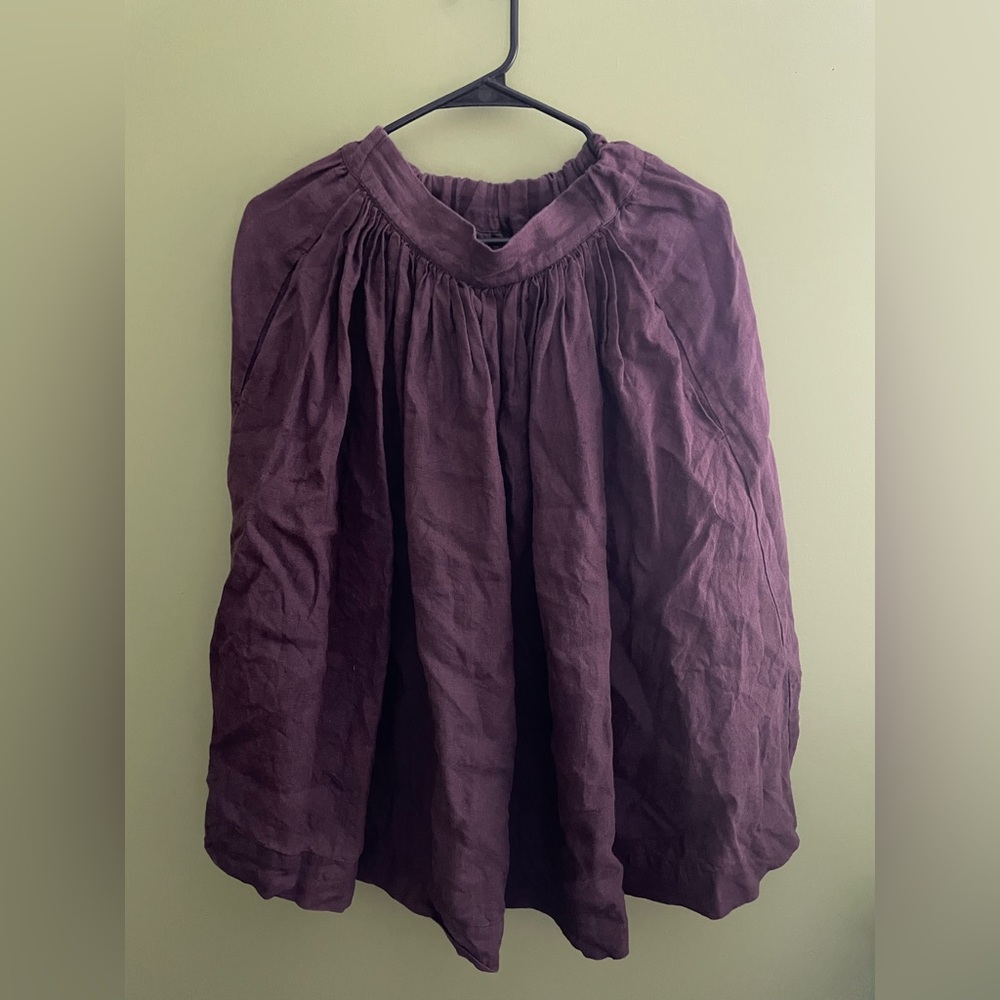 notPERFECTLINEN Plum Gathered Midi Skirt